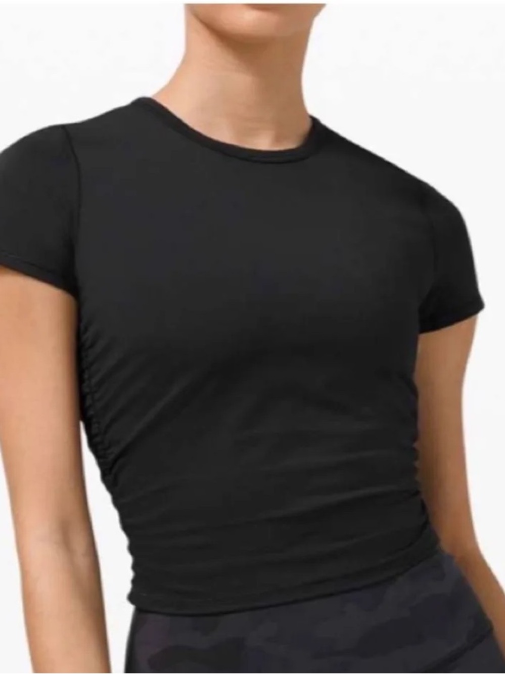 Black Lululemon Women’s Cinched Side Short Sleeve Tee
